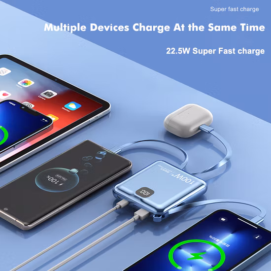 2023 Vendita calda 5000 mAh OEM Pd 22,5/20/18 W Ricarica rapida SCP 22,5 W 5000 mAh Capacità Banca di alimentazione portatile per laptop e caricabatterie per telefono cellulare